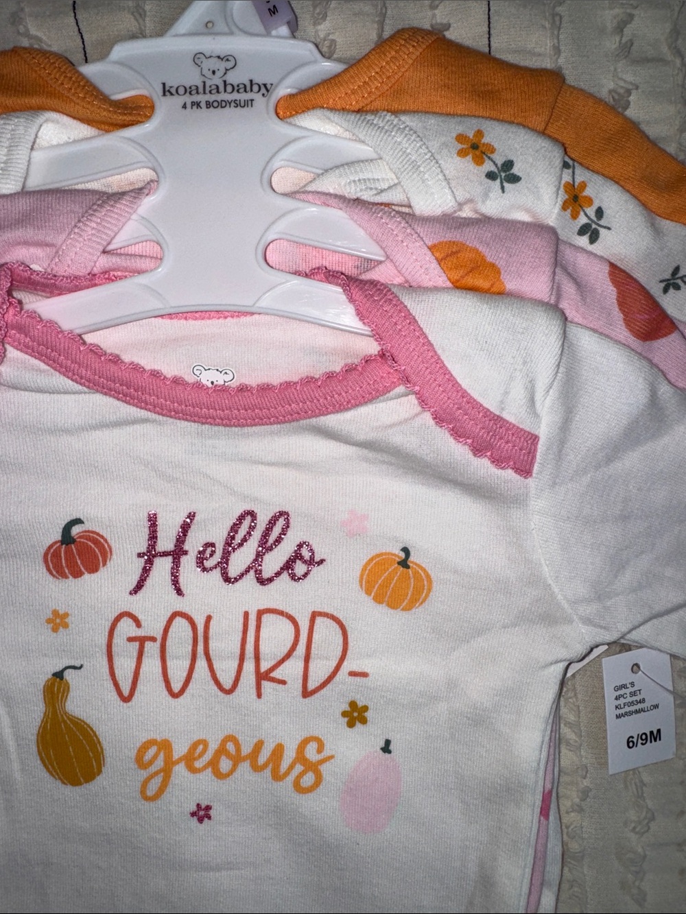 Koala Kids Marshmallow Crème 4-Piece Baby Bodysuit Set - Cream & White